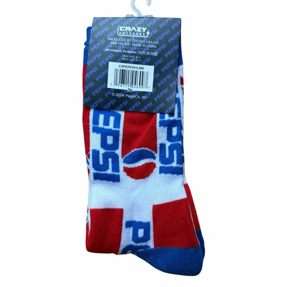 Pepsi Cola Red White & Blue Crew Socks size 6-13